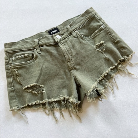 Hudson Army Green Kenzie Cut Off Jeans size 27 - Picture 2 of 7